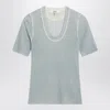 Chloé Blue-grey Wool-blend Knit Top In Multi