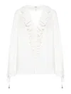 Chloé Puff Sleeve V-neck Top In Cotton Voile In White