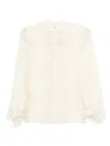 Chloé Fluid Blouse In Silk Georgette And Lace Clothing In Neutral