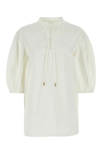 CHLOÉ CHLOE WHITE POPLIN BLOUSE