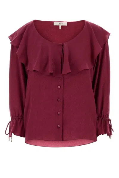 Chloé Tyrian Purple Silk Blouse In Brown