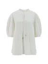 Chloé Puff-sleeve Cotton Blouse In White