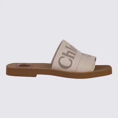 Chloé Blushy Beige Canvas Woody Flats