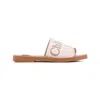 Chloé Beige Linen Woody Slippers In Neutrals