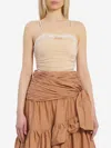 Chloé Lace Trim Ruched Bodysuit Slim Straps In Pink
