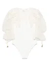 Chloé Cotton And Lace Bodysuit Embroidered Design In White