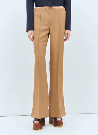 Chloé Broken-heel Low-rise Wool Pants In Brown