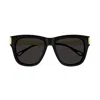 Chloé Bold Square Frame Sunglasses With Glossy Black Front In Black