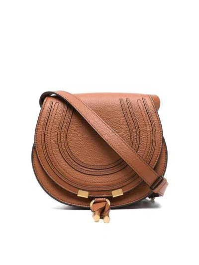 Chloé Marcie Small Leather Crossbody Bag In Brown