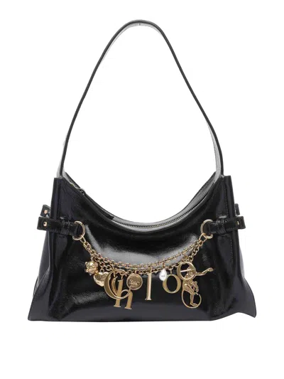 Chloé E Charm Shoulder Bag In Black