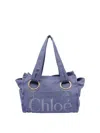 Chloé Womens Evening Blue Plage Medium Cotton Tote Bag