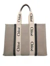Chloé Woody Medium Canvas Tote In Blue