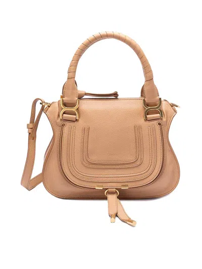 Chloé Marcie Small Double Carry Bag In Brown