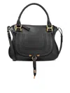 Chloé Small Marcie Grained Leather Shoulder Bag In Black