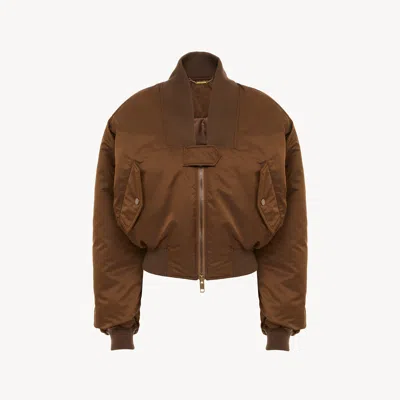 Chloé Bomber Jacket In Nylon In Brown