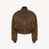 Chloé Bomber Jacket In Nylon Brown Size 6 100% Polyester In Brown