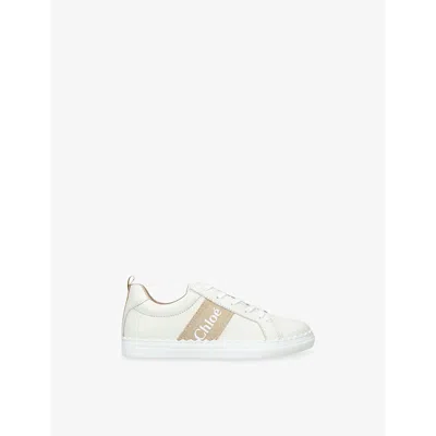 CHLOÉ KIDS' LAUREN LEATHER LOW-TOP TRAINE