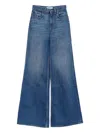 Chloé Blue High Waisted Jeans With Wide Leg And Logo Patch On The Rear In Denim Woman In Blue