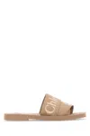 Chloé Chloe Beige Linen Woody Slippers