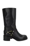 Chloé Black Leather Dakota Boots In Black
