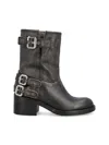 Chloé Dakota Block Heel Buckle Mid-calf Boots In Black