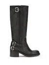 Chloé New Bikers Buckled Textured-leather Boots In Black