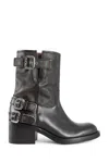 Chloé Dakota Block Heel Buckle Mid-calf Boots In Black