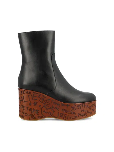 Chloé 80mm Maxime Boots In Black