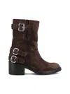 Chloé Stylish Block Heel Suede Ankle Boots In Brown