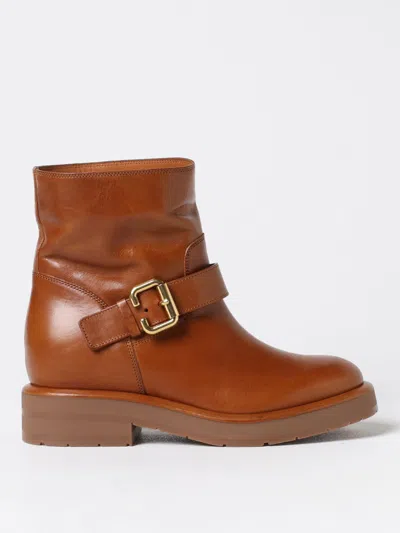 CHLOÉ FLAT ANKLE BOOTS CHLOÉ WOMAN COLOR BROWN,F88905032