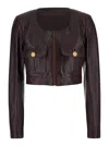 Chloé Bordeaux Cropped Jacket With U Neck In Leather Woman In Red