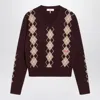 Chloé Bordeaux Diamond-pattern Wool Sweater In Burgundy