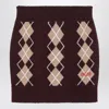 Chloé Bordeaux Diamond-pattern Wool Miniskirt In Brown