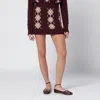 Chloé Bordeaux Diamond-pattern Wool Miniskirt In Burgundy