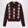 Chloé Bordeaux Diamond-pattern Wool Sweater In Brown