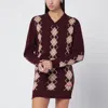 Chloé Bordeaux Diamond-pattern Wool Sweater In Burgundy