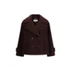 Chloé Bordeaux Fleece Wool Coat In Brown