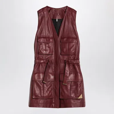 CHLOÉ CHLOÉ BORDEAUX VEST IN LEATHER