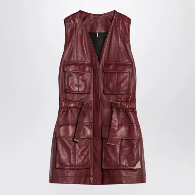 CHLOÉ CHLOÉ BORDEAUX VEST IN LEATHER WOMEN