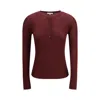 Chloé Bordeaux Wool Long Sleeve T-shirt In Burgundy