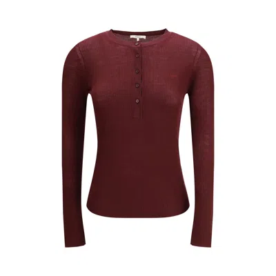 Chloé Bordeaux Wool Long Sleeve T-shirt In Burgundy