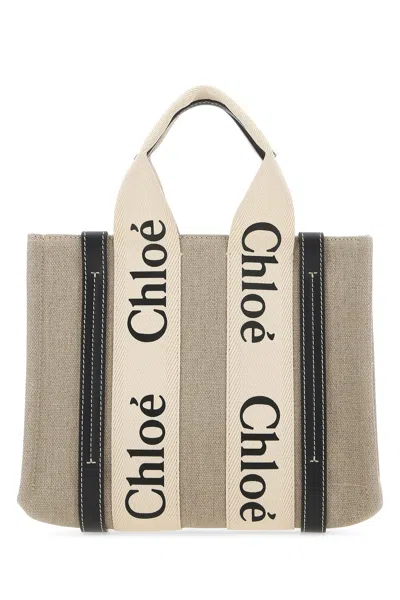 CHLOÉ CHLOE MULTICOLOR FABRIC SMALL WOODY SHOPPING BAG