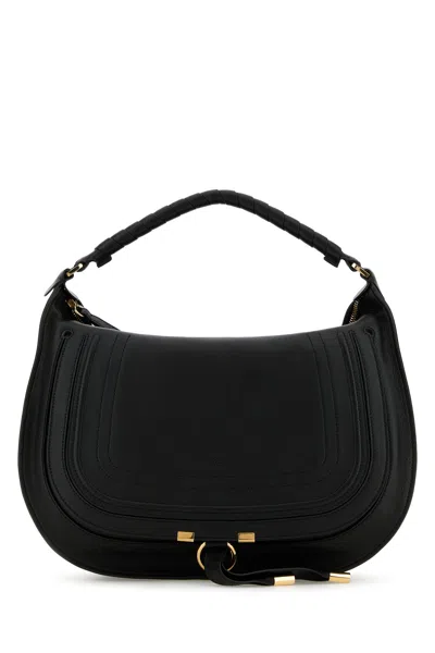 Chloé Marcie Leather Shoulder Bag In Black