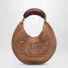 Chloé Summer Banana Leather-trimmed Embroidered Raffia Tote In Beige