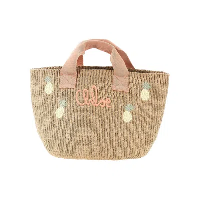 Chloé Borsa In Rafia Intrecciata Con Ricami Kids In Brown