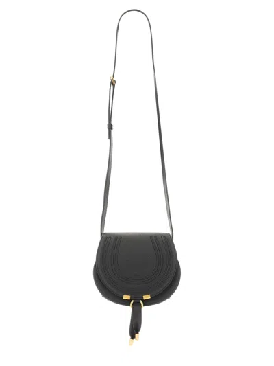 Chloé Marcie Pebbled-leather Cross-body Bag In Black