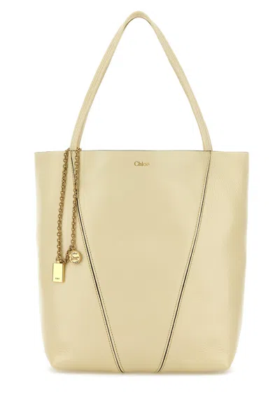 Chloé Pastel Yellow Leather Spin Shopping Bag