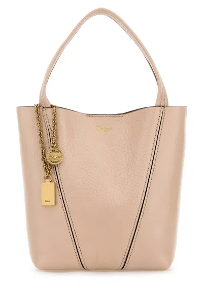 CHLOÉ BORSA SHOPPING SPIN PICCOLA IN PELLE ROSA PASTELLO  DONNA