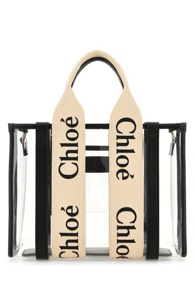 Chloé Chloe Women Two-tone Rubber And Leather Small Woody Shopping Bag In Multicolor