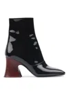 Chloé Chloè Janis Ankle Boots With Glossy Leather Heel In Black